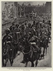 Die indische Kavallerie-Eskorte passiert den Royal Societies